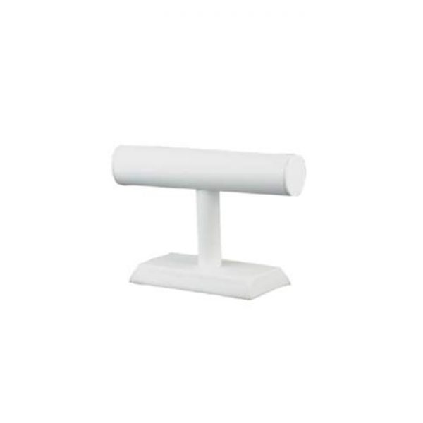 Single Tier Bracelet Display White - Rectangle Base. Dim - 200 W x 75 D x 130mm H. Cylinder Diameter 40mm