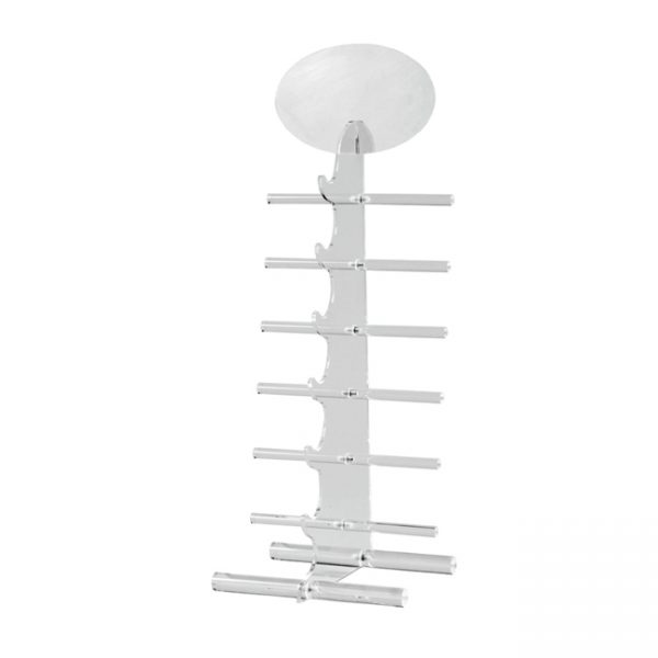 Acrylic Sunglass Stand With Top Mirror, Holds 6 glasses. Dimensions 480 H x 185 W x 160mm D.