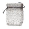 Silver with gold pattern swirls. Measurements 11cm(W) x 16cm(H).  Pack of 100 Organza Bags.