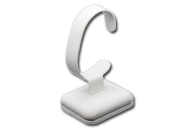 Bracelet or Watch Display Stand White Leatherette. Height 90mm (Bendable) x Base Width 50mm.