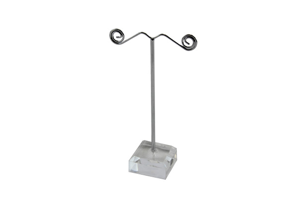 Single Earring Display Stand - Clear Acrylic Square Bevelled edge  Base. Height 100mm