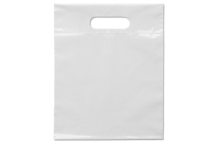 Pack of 100 Medium White Plastic Bag. With Die Cut Handle - Dim 250mm(W) x 330mm(H). NOT SINGLE USE!!