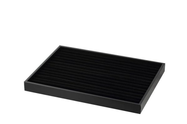 N-Series Tray for Rings with Velvet Interior. Dim 360mm x 255mm x 25mm. Grooved Interior.