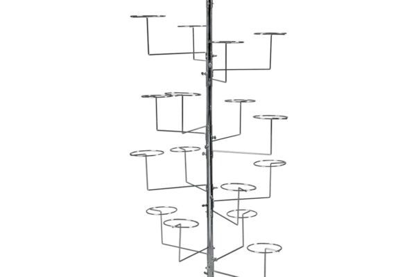 Hat Display Stand with Solid Round Base. Holds 18 hats. Dim - 460mm Dia Base, 1680mm H