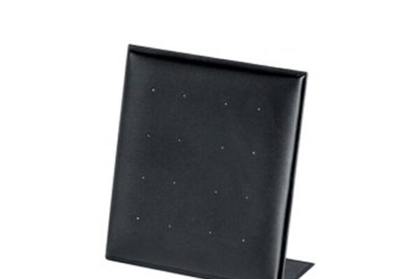 Soft Padded Black Leatherette Stud Earring Display Stand. Holds 8 Pairs. Dim 100 W x 110mm H.