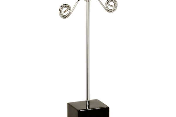 Medium Black Heavy Duty Earring Display With Heavy Solid Black Metal Square Base. Height 105mm