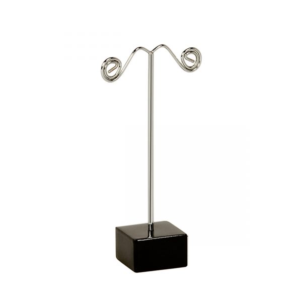 Medium Black Heavy Duty Earring Display With Heavy Solid Black Metal Square Base. Height 105mm