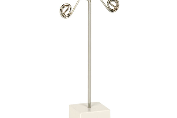 Medium White Heavy Duty  Earring Display With Heavy Solid White Metal Square Base.  Height 105mm