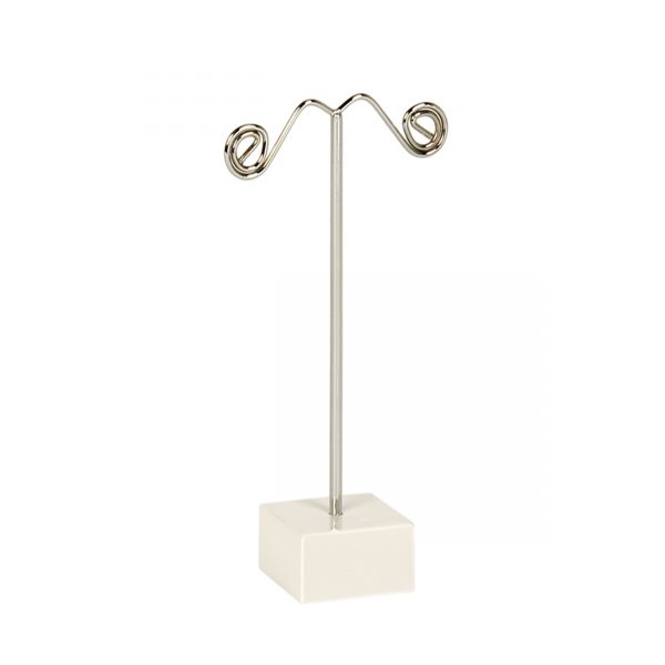Medium White Heavy Duty  Earring Display With Heavy Solid White Metal Square Base.  Height 105mm