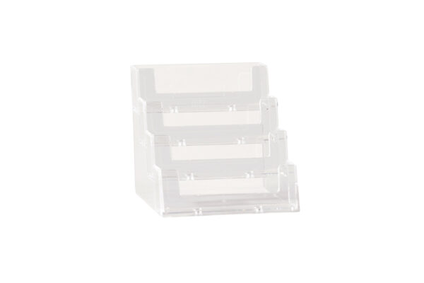 Acrylic Business Card holder - Landscape Four Level. Dimension 95 H x 100 W 105mm D