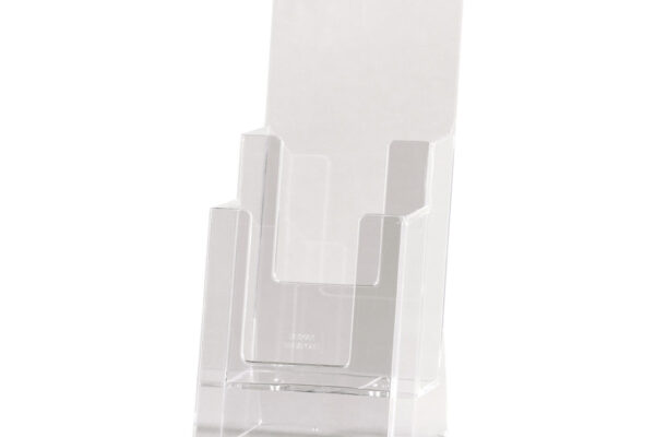 Acrylic Freestanding brochure holder Double Level DL Size. Dimension 210 H x 115 W x 105mm D