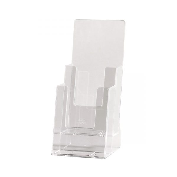 Acrylic Freestanding brochure holder Double Level DL Size. Dimension 210 H x 115 W x 105mm D