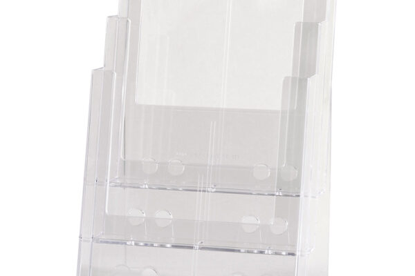 Acrylic Freestanding brochure holder Triple Level A4 Size. Dimension 320 H x 240 W x 280mm D