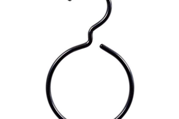 Single Black Metal Display Ring With Hook. Ideal for ties and scarves.