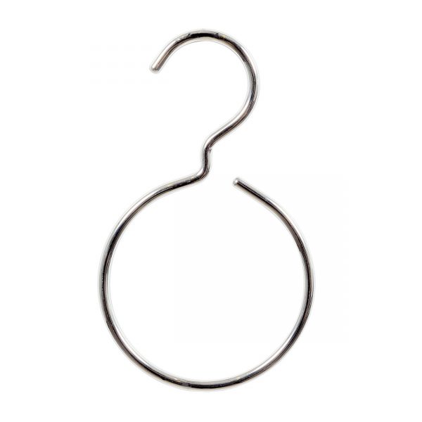 Single Chrome Metal Display Ring With Hook. Ideal for ties and scarves.