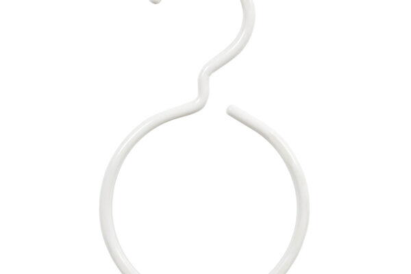 Single White Metal Display Ring With Hook. Ideal for ties and scarves.