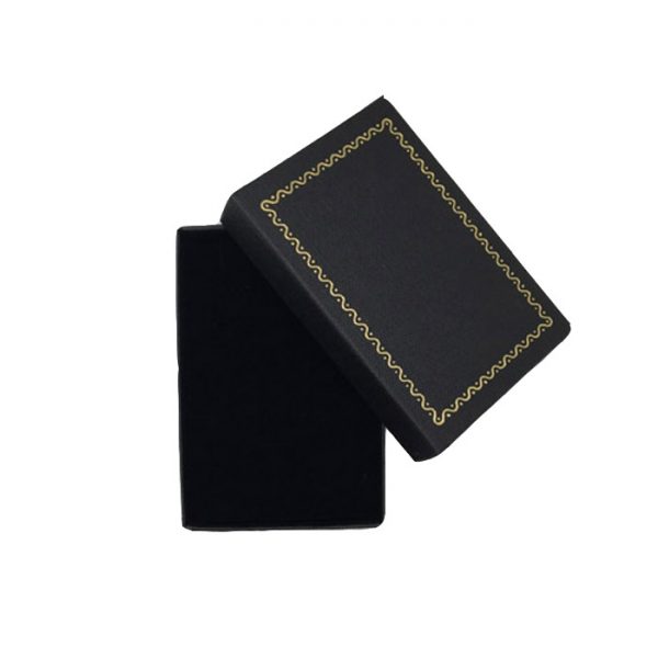 Box of 48 - Premium Solid Small Black Cardboard Earring Gift Box with Gold Trim Border. Dim 54(w) x 80(d) x 23mm(h).