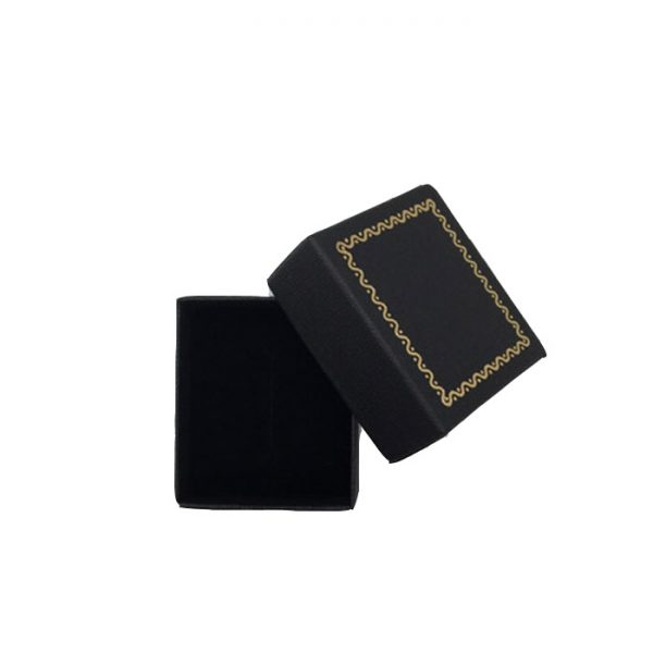 Box of 60 - Premium Solid Black Cardboard Ring Gift Box with Gold Trim Border. Dim 47(w) x 55(d) x 30mm(h).