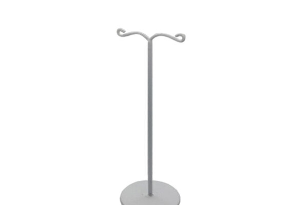 Small White Heavy Duty Metal Earring Display. Dimensions 90mm(H) and 40mm(Diameter).