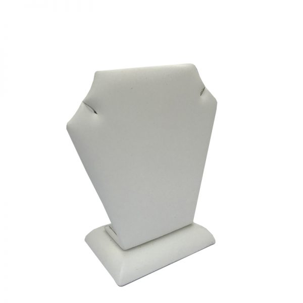 Small White Rectangular Base Necklace Display Stand. Height 115mm. Width 95mm.