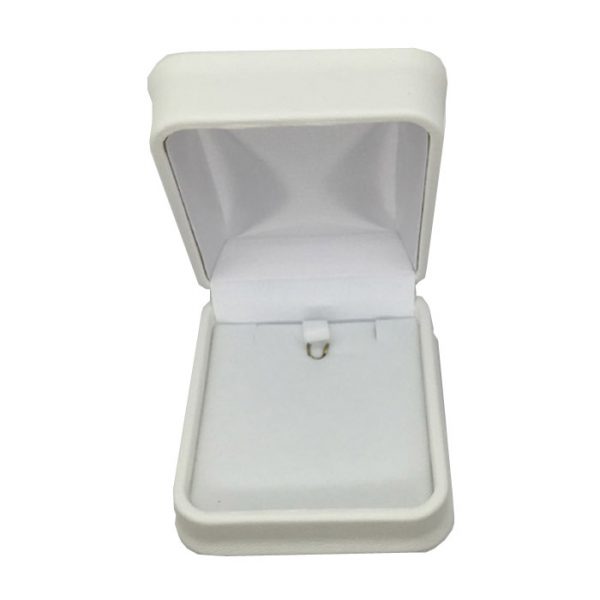 1 x Soft quality Padded Leatherette Earring or Necklace and Pendant Set Gift Box in White - Dim 70 x 78 x 40mm(h)