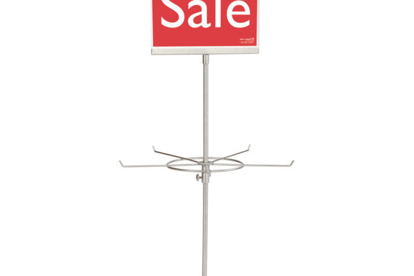 Premium Jewellery Display Spinner with chrome finish - 5 Prong With Sign