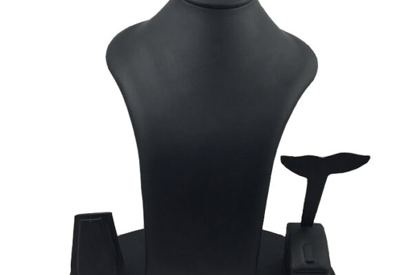 Combination Necklace Display Bust - Black Leatherette. Dimensions 280mm(w) x 190mm(d) x 300mm(h).