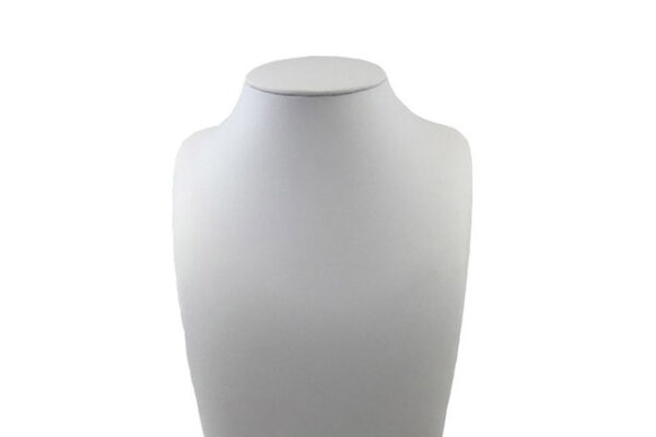 Premium Modern White Leatherette necklace Display Bust. Dim 145(w) x 105(d) x 195mm(h).
