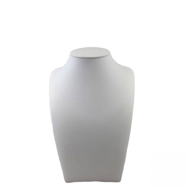 Premium Modern White Leatherette necklace Display Bust. Dim 145(w) x 105(d) x 195mm(h).