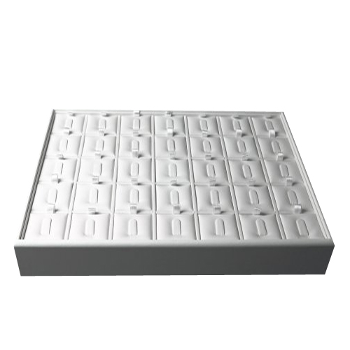 C-SERIES White Premium Soft Padded Leatherette Ring Display Tray With Removable Inserts. Stackable.