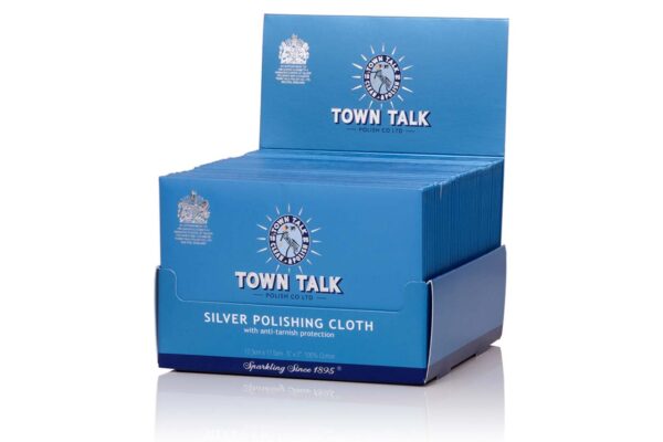 Bulk wholesale box of 50 Mr Town Talk – Original Silver Cloth 12.5 x 17.5cm. For Silver and Stainless Steel Watches