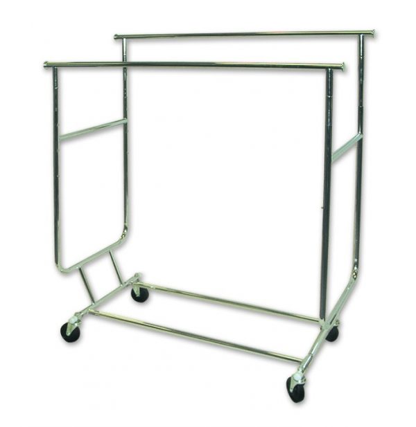 Collapsible Clothes Rack Double Rail. Dim - 1276-1884mm W x 1383-1637mm H x 605mm D