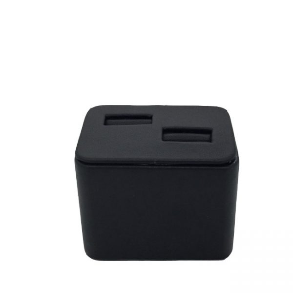 Raised Rectangular Dual Ring Display In Black Leatherette. Dim 65(w) x 45(d) x 60mm(h).