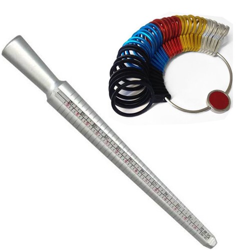 Two Piece Ring Sizing Gauge Set. Includes Ring Cone Stick and Set Of Ring Gauges.