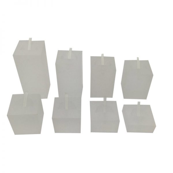 Set of 8 Premium Frost Acrylic Ring Display Set. Varying Heights.