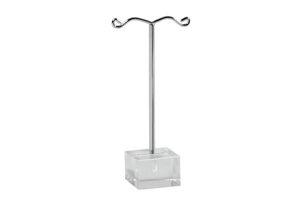 Single SMALL Earring Display Stand - Clear Acrylic Square Base. Height 80mm