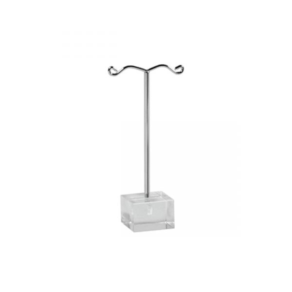 Single SMALL Earring Display Stand - Clear Acrylic Square Base. Height 80mm