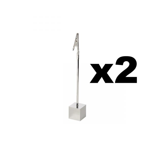 2 x Freestanding Sale Sign Holder On Heavy Base With Clip. Height 170mm.
