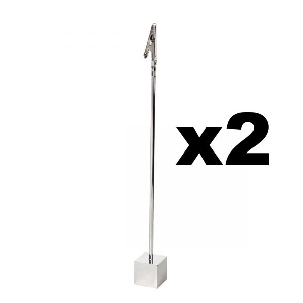 2 x Freestanding Sale Sign Holder On Heavy Base With Clip. Height 270mm.