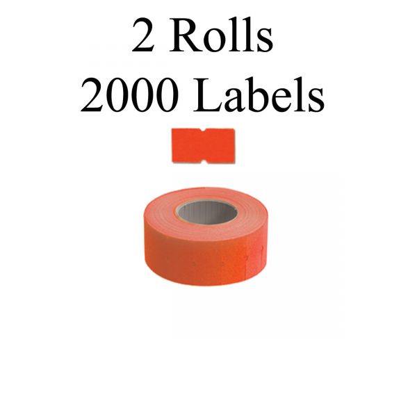 Fluoro Orange Blank Labels For T Model One-Line Pricing Gun - 2 Rolls. Approx 2000 Labels.