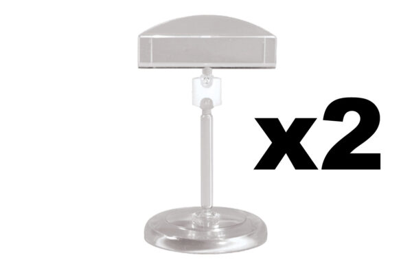 2 x Medium Acrylic Sale Sign Holder With Light Weight Acrylic Base. Height 89mm.