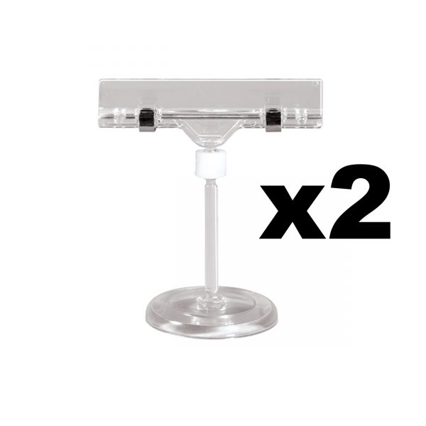 2 x Large Acrylic Sale Sign Holder With Light Weight Acrylic Base. Height 95mm.