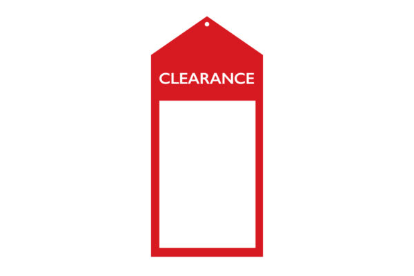 Pack of 100 Swing Ticket CLEARANCE. Dim 40(W) x 82mm(H).