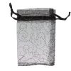 Black with pattern gold swirls. Measurements 11cm(W) x 16cm(H).  Pack of 100 Organza Bags.