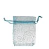 Blue with Pattern Swirls Organza Bags. Pack of 100. Dimensions 9cm(W) x 13cm(H).