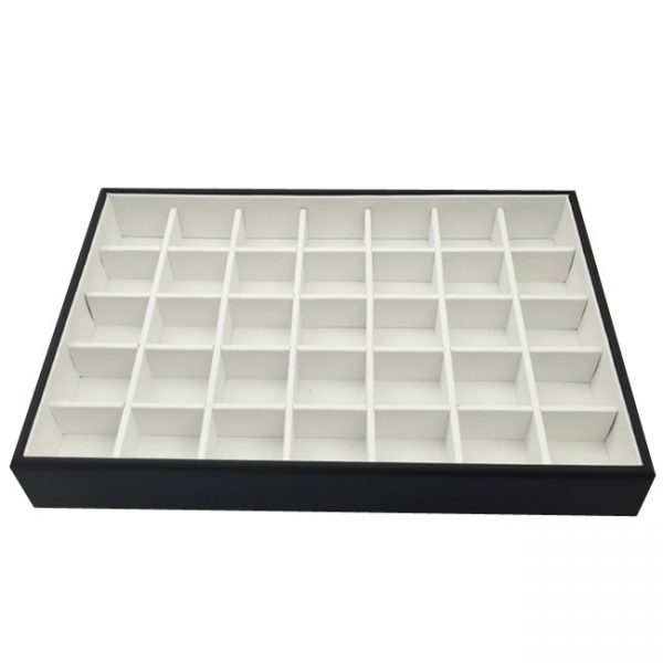 C-SERIES Black and White Premium Leatherette Display Tray With 35 Compartments. Stackable. Dim 315(w) x 225(d) x 45mm(h).