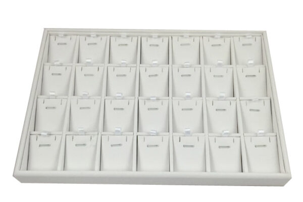 C-SERIES White Premium Soft Padded Leatherette Earring, Necklace and Pendant Tray. Stackable. Dim 315(w) x 225(d) x 30mm(h).