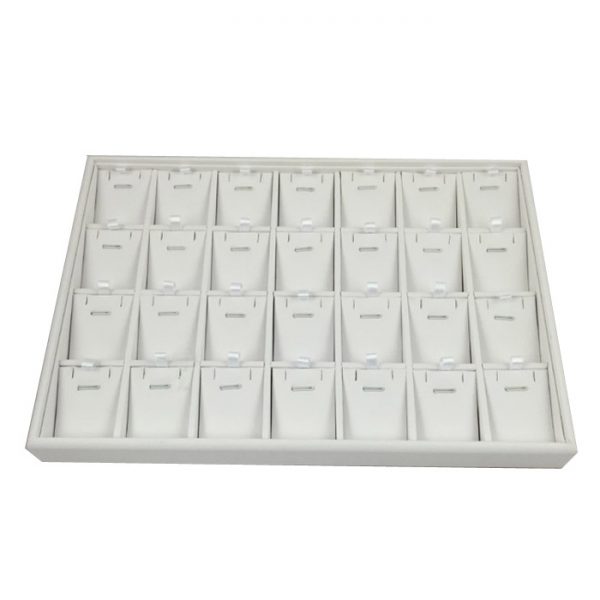 C-SERIES White Premium Soft Padded Leatherette Earring, Necklace and Pendant Tray. Stackable. Dim 315(w) x 225(d) x 30mm(h).