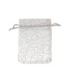 White with Pattern Swirls Organza Bags. Pack of 100. Dimensions 9cm(W) x 13cm(H).