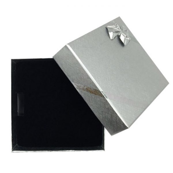 Box of 24 - Solid Premium Silver Cardboard Bangle or Watch Gift Box with Silver Bow. Dim 78(w) x 78(d) x 50mm(h).